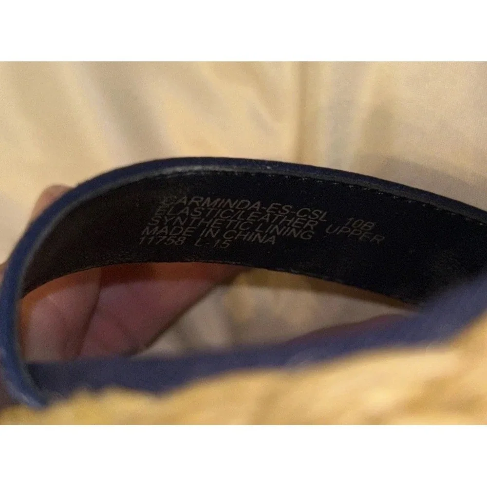 LRL Ralph Lauren 10 B Carminda Navy Blue Wedge Sandals Espadrille Jute Slingback